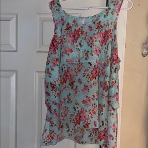 No Boundaries Floral Sleeveless Blouse - Blue and Pink